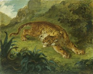 Tiger och orm, 1854-1858. av Eugène Delacroix