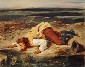 Sårade Brigand Roman Shepherd, ca 1825. av Eugène Delacroix