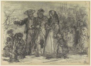 Hemkomst av en gammal soldat, efter slaget vid Waterloo Return de Waterloo 1815. (titel på objekt)