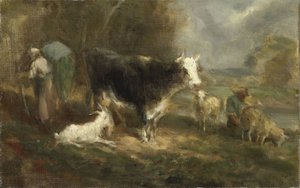 Gård med boskap av Eugène Fromentin Dupeux