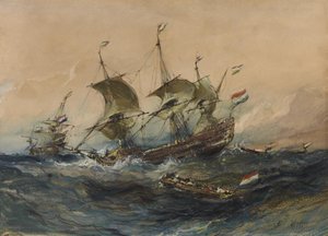 Holländska skepp i storm av Eugene Isabey