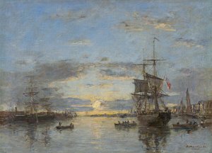Tyska: Le Havre. Yttre hamnen vid solnedgången Le Havre: Yttre hamnen vid solnedgången av Eugene Louis Boudin