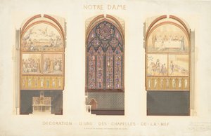 Plan för renovering av ett kapell i långhuset i katedralen Notre Dame, Paris, 1843. av Eugène Viollet le Duc