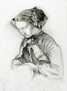 Porträtt av Effie med Foxgloves i håret (The Foxglove) 1853 av Euphemia Ruskin