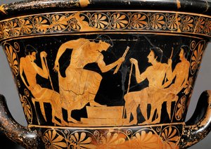 Rödfigurerad attisk krater, kallad Antaios krater ...