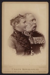 Porträtt, Albert, kung av Sachsen, och hans fru, tidigare prinsessan Carola av Sverige (s/v foto) av European Photographer