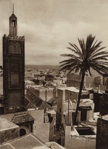 Tanger, utsikt över staden med Aissaula-moskén (s/v foto) av European Photographer