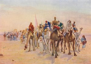En pilgrimsfärd till Mecka (färglitografi) av European School