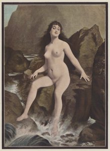 En siren, en varelse från grekisk mytologi (färg litho) av European School