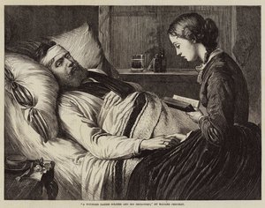 En sårad dansk soldat och hans trolovade (gravyr) av European School