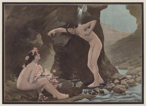 En scen från Daphnis och Chloe (färg litho) av European School