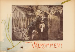 En välkomstkyss (färglitografi) av European School
