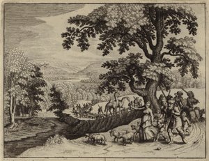 Abraham ger sig ut på sin resa till Kanaan (gravyr) av European School