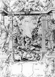 Adam och Eva, 1609 (penna och bläck) av European School