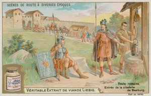 Forntida romersk väg in i Saalburg Fort av European School