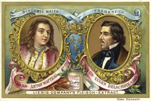 Antoine Watteau och Eugene Delacroix, franska konstnärer av European School