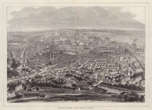 Fågelperspektiv av Chemnitz, Tyskland (gravyr) av European School