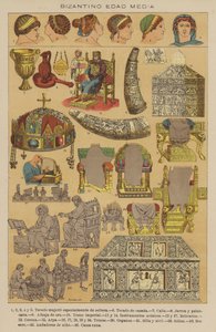 Bysantinsk medeltid (färg litho) av European School
