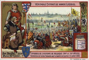 Välsignelse av den flamländska armén före slaget vid Courtrai, 1302 av European School