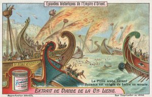 Bysans på reträtt från araberna, Liebig-kort, början av 1900-talet (chromo) av European School