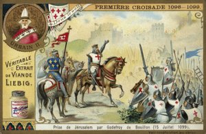 Erövring av Jerusalem av Godfrey av Bouillon, första korståget, 15 juli 1099 av European School