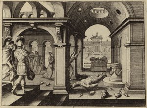 Fångad förbundsark i Dagon-filisternas tempel (gravyr) av European School