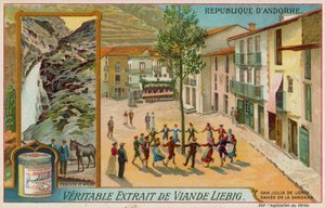 Cascade de Moles och Sardana dansare i San Julia de Loria av European School