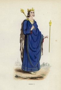 Karl VI (färgad gravyr) av European School