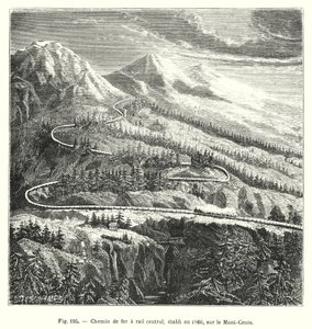 Centraljärnväg, etablerad 1866, på Mont-Cenis (gravyr) av European School