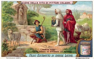 Cimabue hittade Giotto som intensivt ritade får (chromolitho) av European School