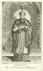 Konfucius, den berömda kinesiska filosofen (gravyr) av European School