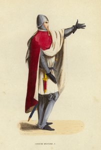 Costume Militaire (färgad gravyr) av European School