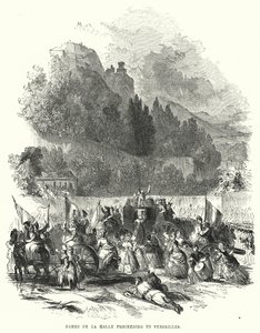 Dames de la Halle fortsätter till Versailles (gravyr) av European School