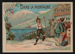 In The Mountain (färg litho) av European School