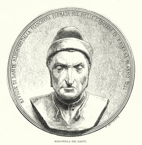 Dödsmask av Dante Alighieri, medeltida italiensk poet (foto) av European School