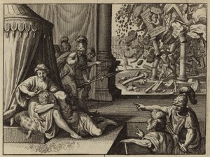 Delilah klipper Simsons hår (gravyr) av European School