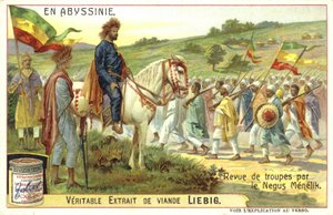 Kejsar Menelik II av Etiopien granskar trupperna av European School