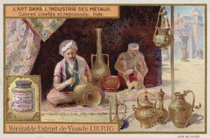 Graverad och bearbetad koppar, Indien (chromolitho) av European School