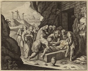 Jesu Kristi gravläggning (gravyr) av European School