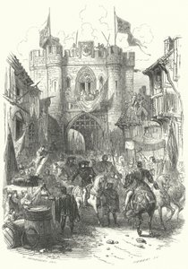 Filip den djärve, hertig av Bourgogne, intåg i Antwerpen (gravyr) av European School