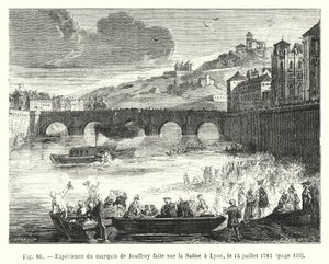 Erfarenhet av markisen de Jouffroy gjord på Saone i Lyon, 15 juli 1783 (gravyr) av European School