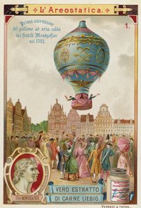 Första obundna flygningen av Montgolfier Brothers luftballong, 1783 av European School