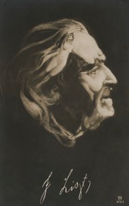 Franz Liszt, ungersk kompositör, dirigent och pianist (litografi) av European School