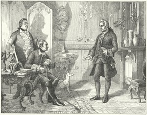 Fredrik den store av Preussen med poeten Christian Furchtegott Gellert av European School