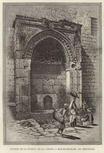 Fontän för kedjans port eller Bab-Es-Silsileh, i Jerusalem av European School
