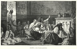 Begravning i det antika Egypten (litho) av European School