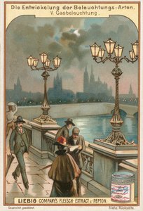 Gasljus, Liebig-kort, början av 1900-talet (chromo) av European School