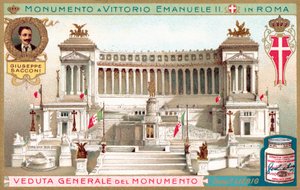 Översiktsbild av monumentet över kung Victor Emmanuel II i Rom (kromolitho) av European School