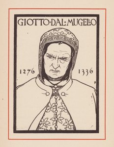 Giotto, italiensk medeltidskonstnär (litografi) av European School