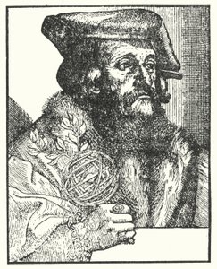 Girolamo Fracastoro, som skrev dikten Syphilis sive Morbus Gallicus (gravyr) av European School